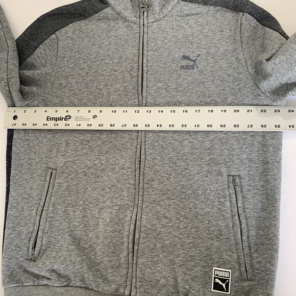 Puma Jacket Men L Track Fleece Heather Gray Blue Colorblock Full Zip Athletic - Picture 6 of 8